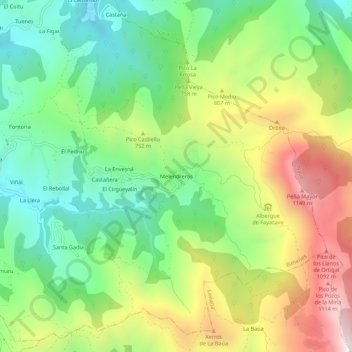 Carte topographique Melendreros, altitude, relief
