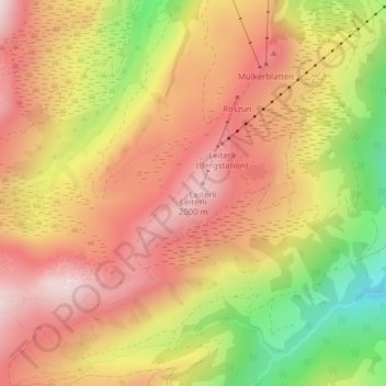Carte topographique Leiterli, altitude, relief
