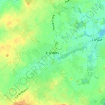 Carte topographique Herchies, altitude, relief