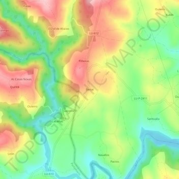 Carte topographique Berlai, altitude, relief