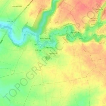 Carte topographique Le Quéroy, altitude, relief