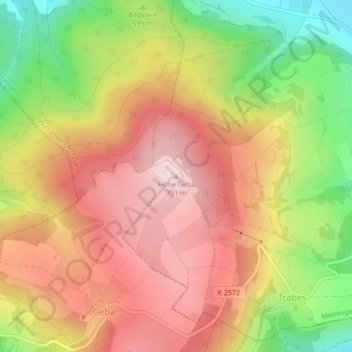 Carte topographique Hohe Geba, altitude, relief