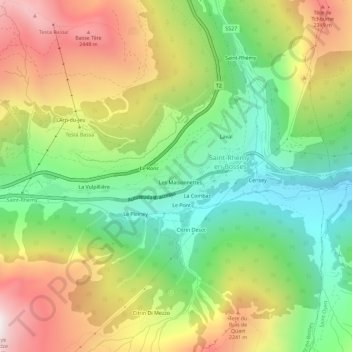 Carte topographique Cuchepache, altitude, relief