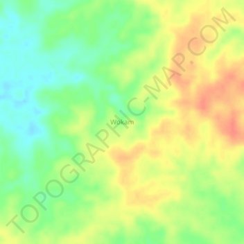 Carte topographique Wokam, altitude, relief