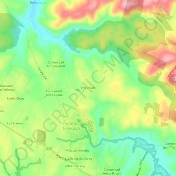 Carte topographique Catrimalal, altitude, relief
