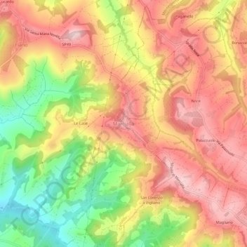 Carte topographique Marcialla, altitude, relief