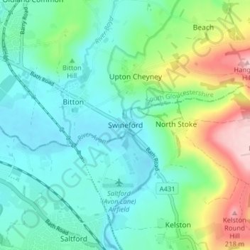 Carte topographique Swineford, altitude, relief