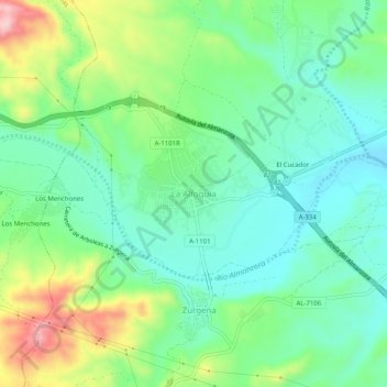 Carte topographique La Alfoquia, altitude, relief