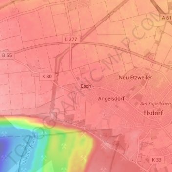 Carte topographique Esch, altitude, relief