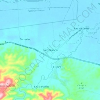 Carte topographique Palo Blanco, altitude, relief