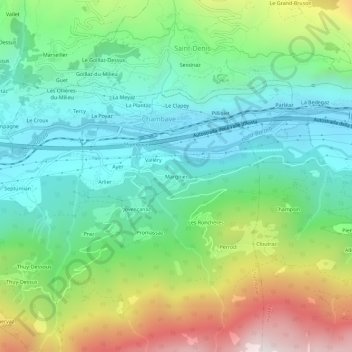 Carte topographique Margnier, altitude, relief
