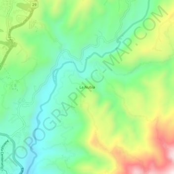 Carte topographique La Nubia, altitude, relief