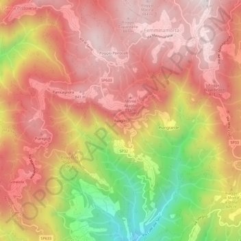 Carte topographique Avaglio, altitude, relief