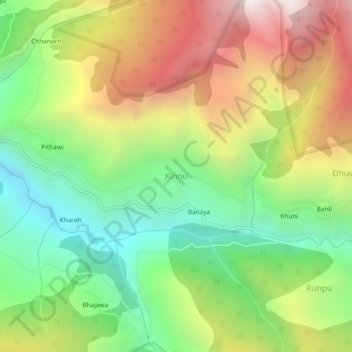 Carte topographique Kinnu, altitude, relief