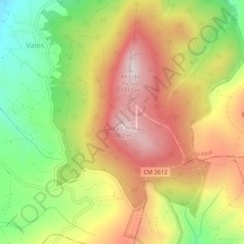 Carte topographique Santa Comba, altitude, relief