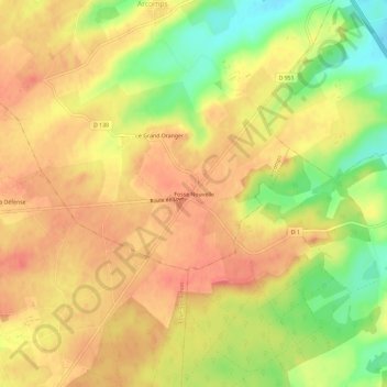 Carte topographique Fosse Nouvelle, altitude, relief