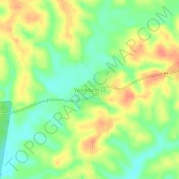 Carte topographique Yacolidabouo, altitude, relief