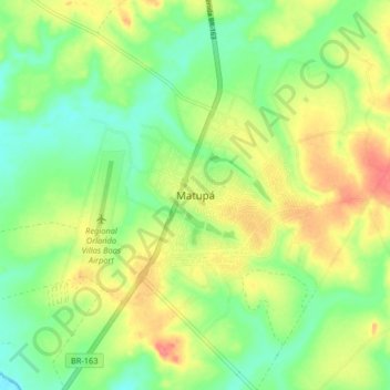 Carte topographique Matupá, altitude, relief