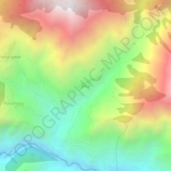 Carte topographique Jima, altitude, relief