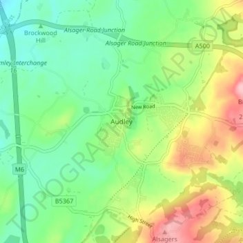 Carte topographique Audley, altitude, relief