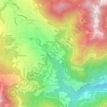 Carte topographique Castiglione d'Intelvi, altitude, relief