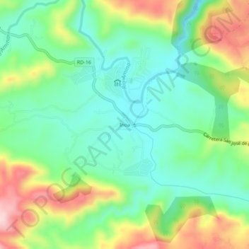 Carte topographique Inoa, altitude, relief