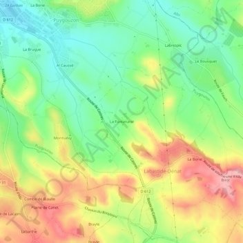 Carte topographique La Fontanarié, altitude, relief