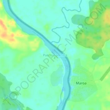 Carte topographique Puerto Colombia, altitude, relief