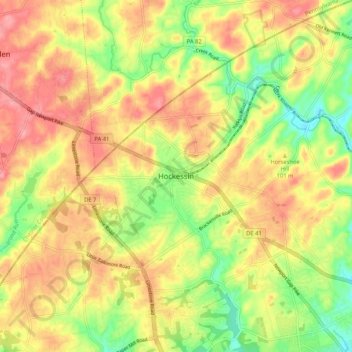 Carte topographique Hockessin, altitude, relief