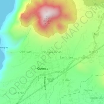 Carte topographique Pinagkaisahan, altitude, relief