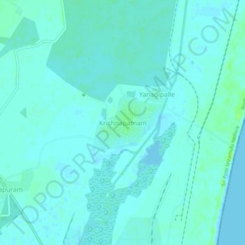 Carte topographique Krishnapatnam, altitude, relief
