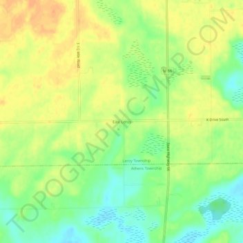 Carte topographique East Leroy, altitude, relief