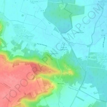 Carte topographique Loutteville, altitude, relief