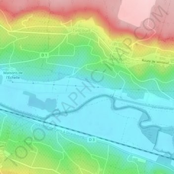 Carte topographique Les Crayères, altitude, relief