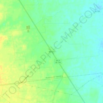 Carte topographique Byhalia, altitude, relief