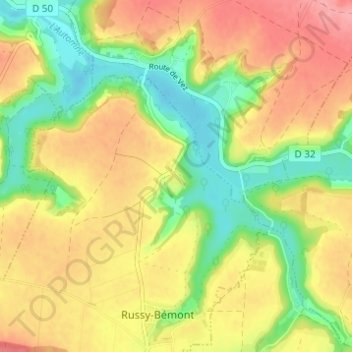 Carte topographique Bémont, altitude, relief