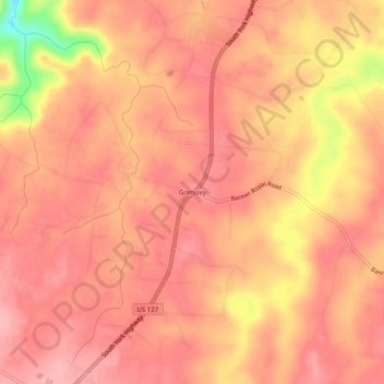 Carte topographique Grimsley, altitude, relief