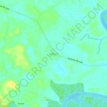 Carte topographique Itajura, altitude, relief