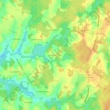 Carte topographique Le Petit Villarnier, altitude, relief