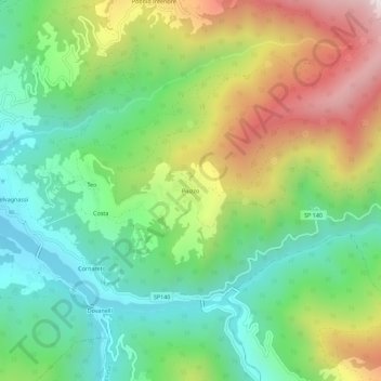 Carte topographique Piuzzo, altitude, relief