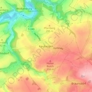 Carte topographique Kaufungen, altitude, relief