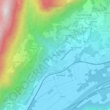 Carte topographique Combe Noire, altitude, relief