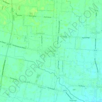 Carte topographique Rustega, altitude, relief