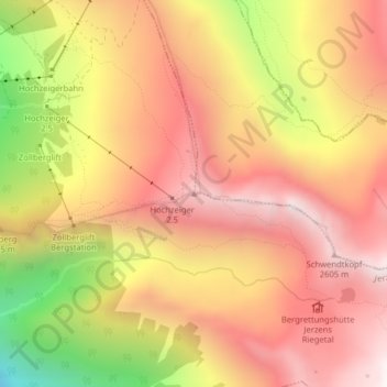 Carte topographique Hochzeiger, altitude, relief