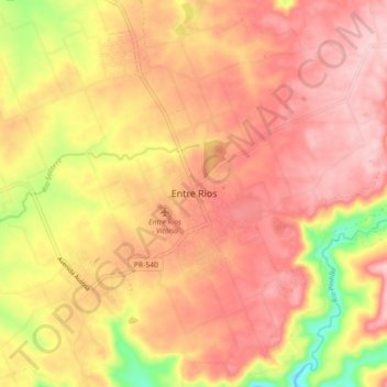 Carte topographique Entre Rios, altitude, relief