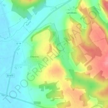 Carte topographique Melier, altitude, relief