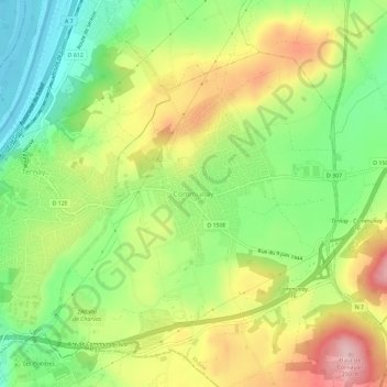 Carte topographique Communay, altitude, relief