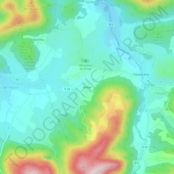 Carte topographique Girosp, altitude, relief