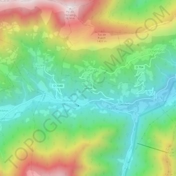 Carte topographique Samiac, altitude, relief