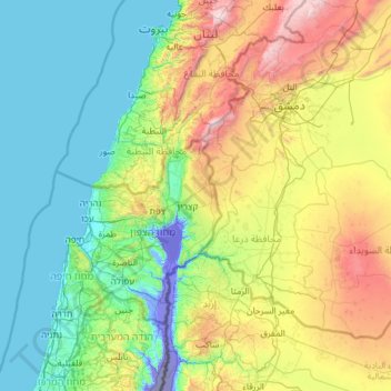 Carte topographique Golan Heights, altitude, relief
